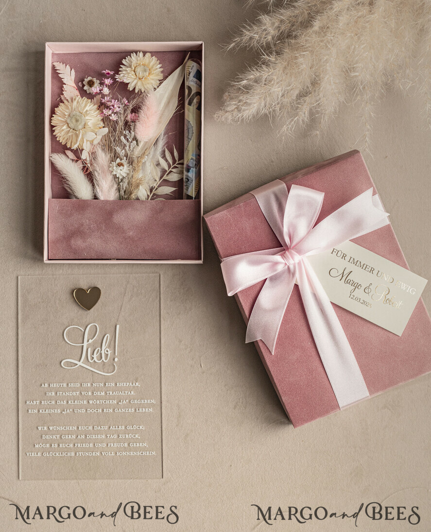 NEWLY WEDS COUPLE GIFTS Geldgeschenk zur Hochzeit Geschenkschachtel für Geld Geldgeschenk zur Hochzeit mit Strauß aus Trockenblumen personalisiert