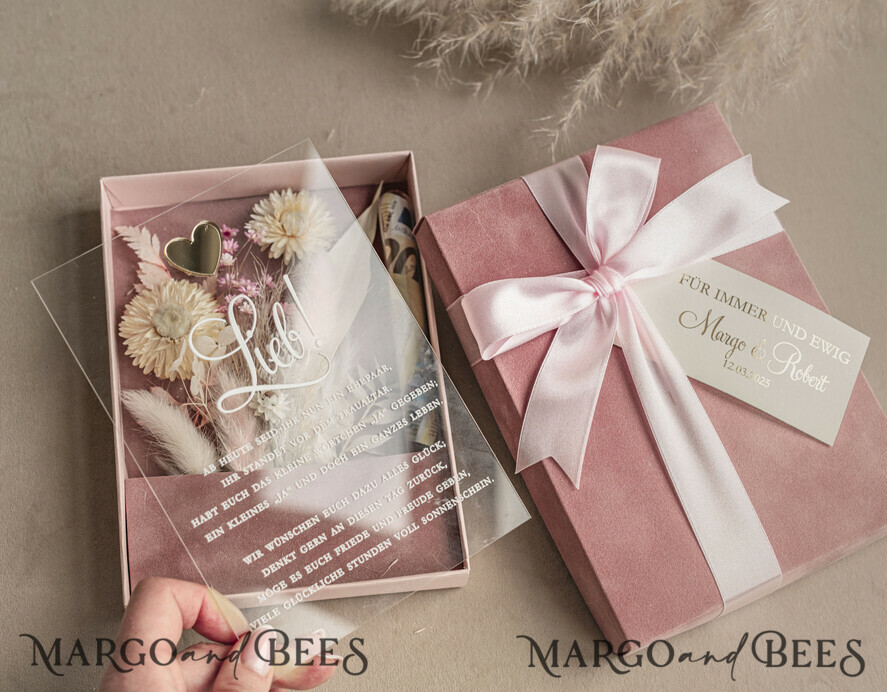 FRISCH VERHEIRATETES PAAR GESCHENKE Geldgeschenk zur Hochzeit Geschenkschachtel für Geld Geldgeschenk zur Hochzeit mit Strauß aus Trockenblumen personalisiert