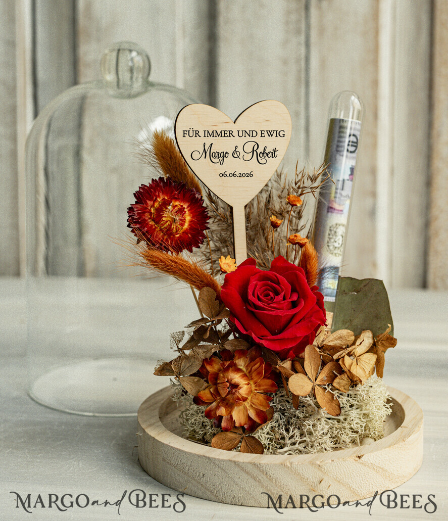 NEWLY WEDS COUPLE GIFTS Geldgeschenk zur Hochzeit Geschenkschachtel für Geld Geldgeschenk zur Hochzeit mit Strauß aus Trockenblumen personalisiert