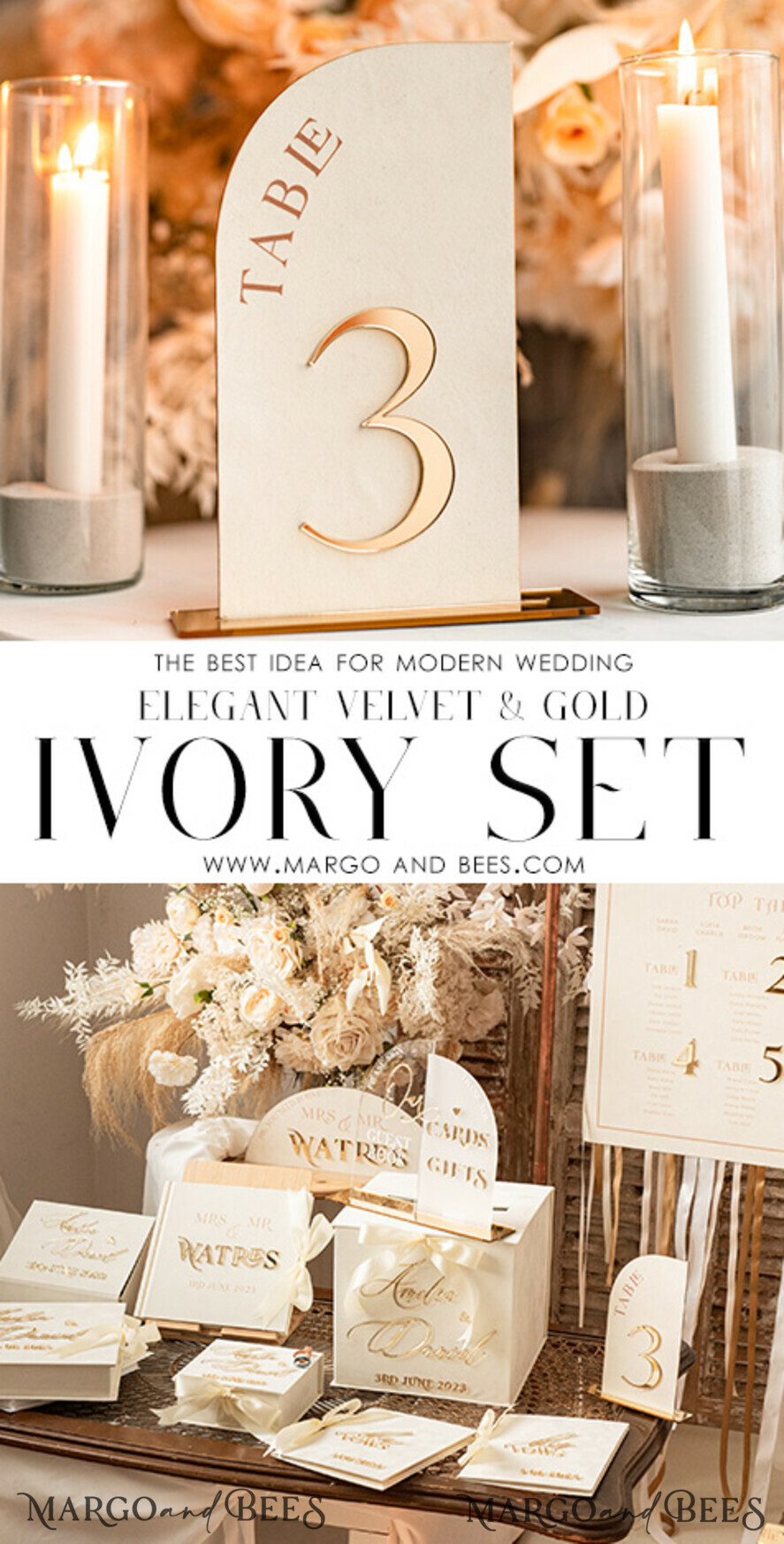 TABLE DECOR SIGNS Velvet table Numbers and Decor Acrylic Half Arch Velvet Ivory Wedding Table Numbers, Ecru gold Sign, Gold Plexi Table Numbers, Luxury Beige Wedding Table Decor, Wedding Signage Golden mirror table numbers