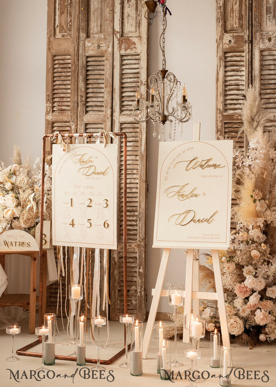 TABLE DECOR SIGNS Velvet table Numbers and Decor Acrylic Arch Table Number & dinner menu Combo, Clear Ivory Acrylic gold Sign, Gold Plexi Velvet Table Numbers & Menu Combo Luxury Wedding Table Decor, Wedding Signage Golden mirror table numbers & Menu