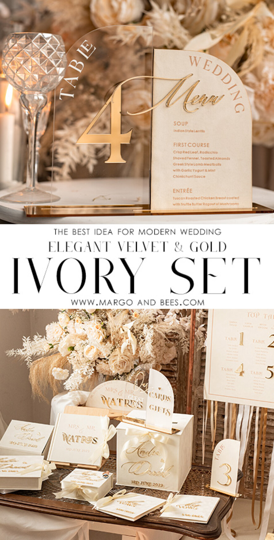 TABLE DECOR SIGNS Velvet table Numbers and Decor Acrylic Arch Table Number & dinner menu Combo, Clear Ivory Acrylic gold Sign, Gold Plexi Velvet Table Numbers & Menu Combo Luxury Wedding Table Decor, Wedding Signage Golden mirror table numbers & Menu
