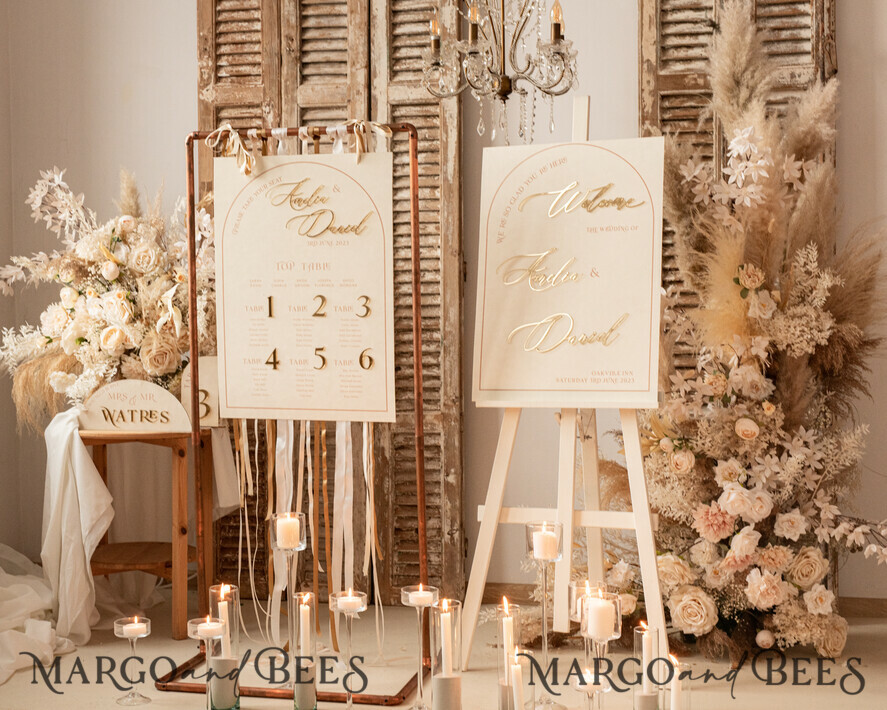 TABLE DECOR SIGNS Velvet table Numbers and Decor Acrylic Arch Table Number & dinner menu Combo, Velvet Ivory Acrylic gold Sign, Gold Ivory Plexi Velvet Table Numbers & Menu Combo Luxury Wedding Table Decor, Wedding Signage Golden mirror table numbers & Menu