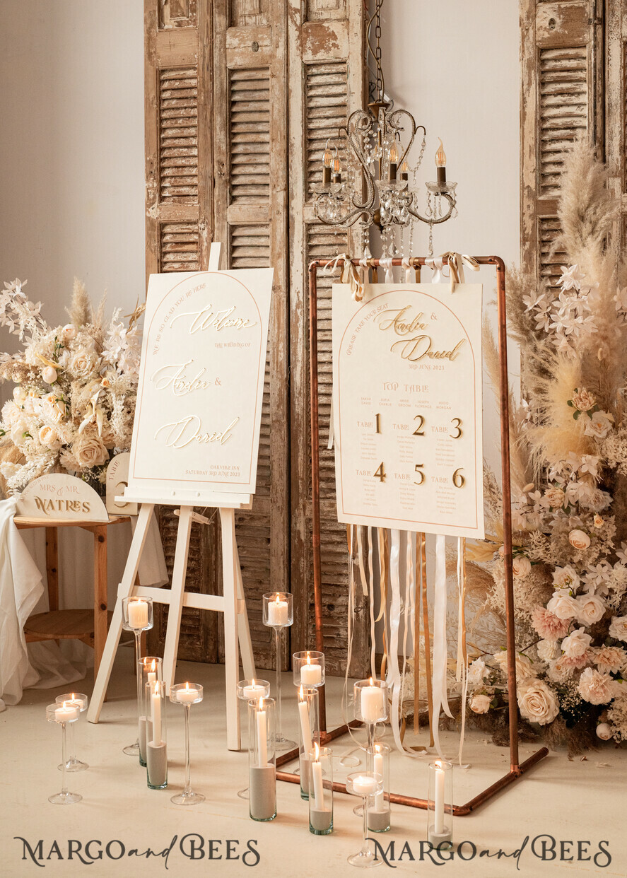 TABLE DECOR SIGNS Velvet table Numbers and Decor Acrylic Arch Table Number & dinner menu Combo, Velvet Ivory Acrylic gold Sign, Gold Ivory Plexi Velvet Table Numbers & Menu Combo Luxury Wedding Table Decor, Wedding Signage Golden mirror table numbers & Menu
