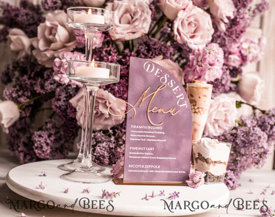 TABLE DECOR SIGNS Velvet table Numbers and Decor Mauve Velvet Arch Dessert menu, Dusty Rose Candy Sign, Gold Purple Plexi Table Arch Cake Bar Menu, Luxury Acrylic Wedding Table Decor, Wedding Signage Golden Lillac