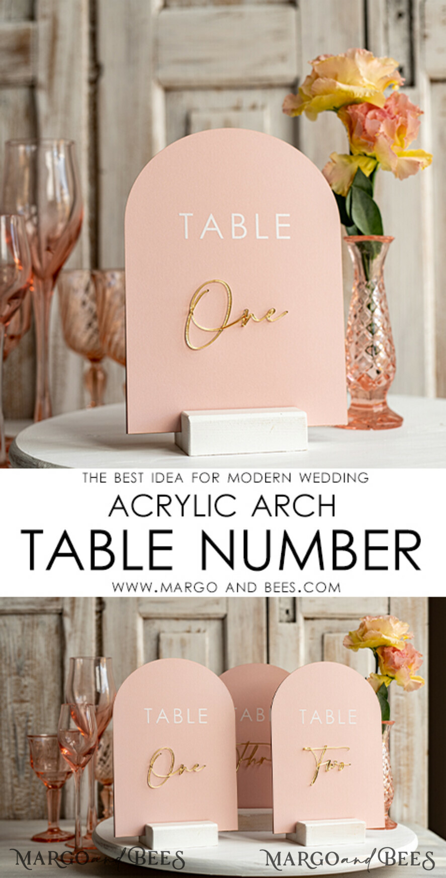 TABLE DECOR SIGNS Velvet table Numbers and Decor Pink Acrylic Table Numbers, Arched Table Numbers With Stand, Blush Pink And Gold Wedding Table Decor, 3D Golden Lettering Table Numbers, Blush Wedding Signage,