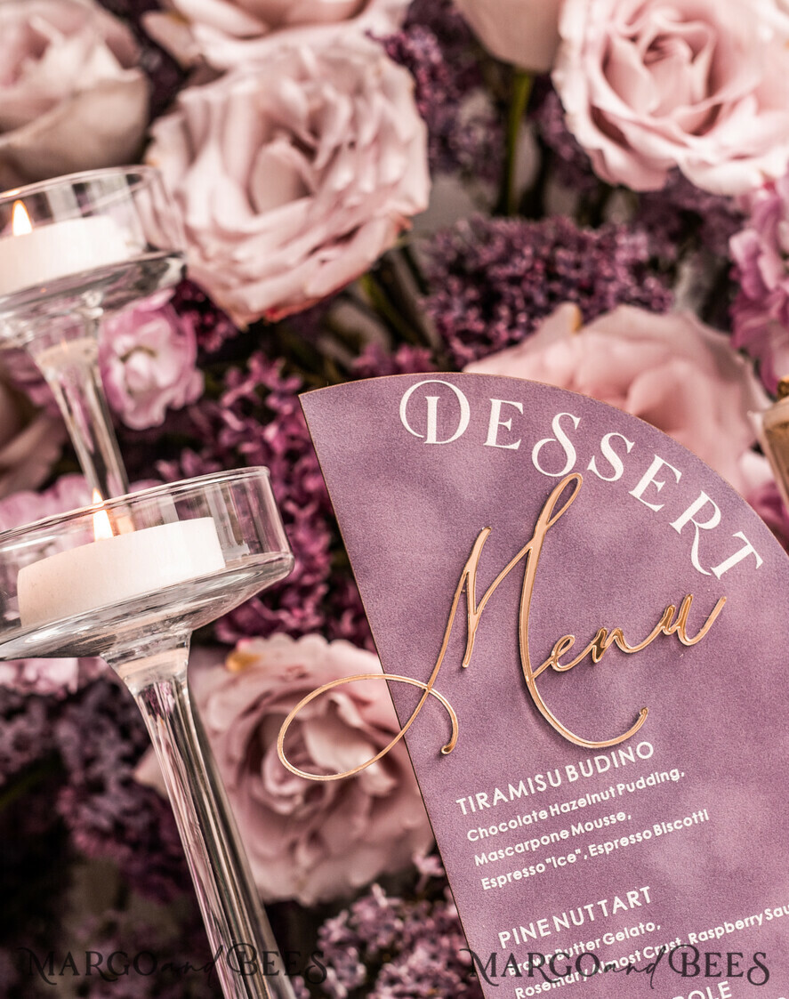 TABLE DECOR SIGNS Velvet table Numbers and Decor Mauve Velvet and Clear Acryl Dessert Menu, Acrylic Half Arch Table Sign and Acrylic Velvet combo, Mauve Velvet Sign, Luxury Wedding Table Sign, MvS