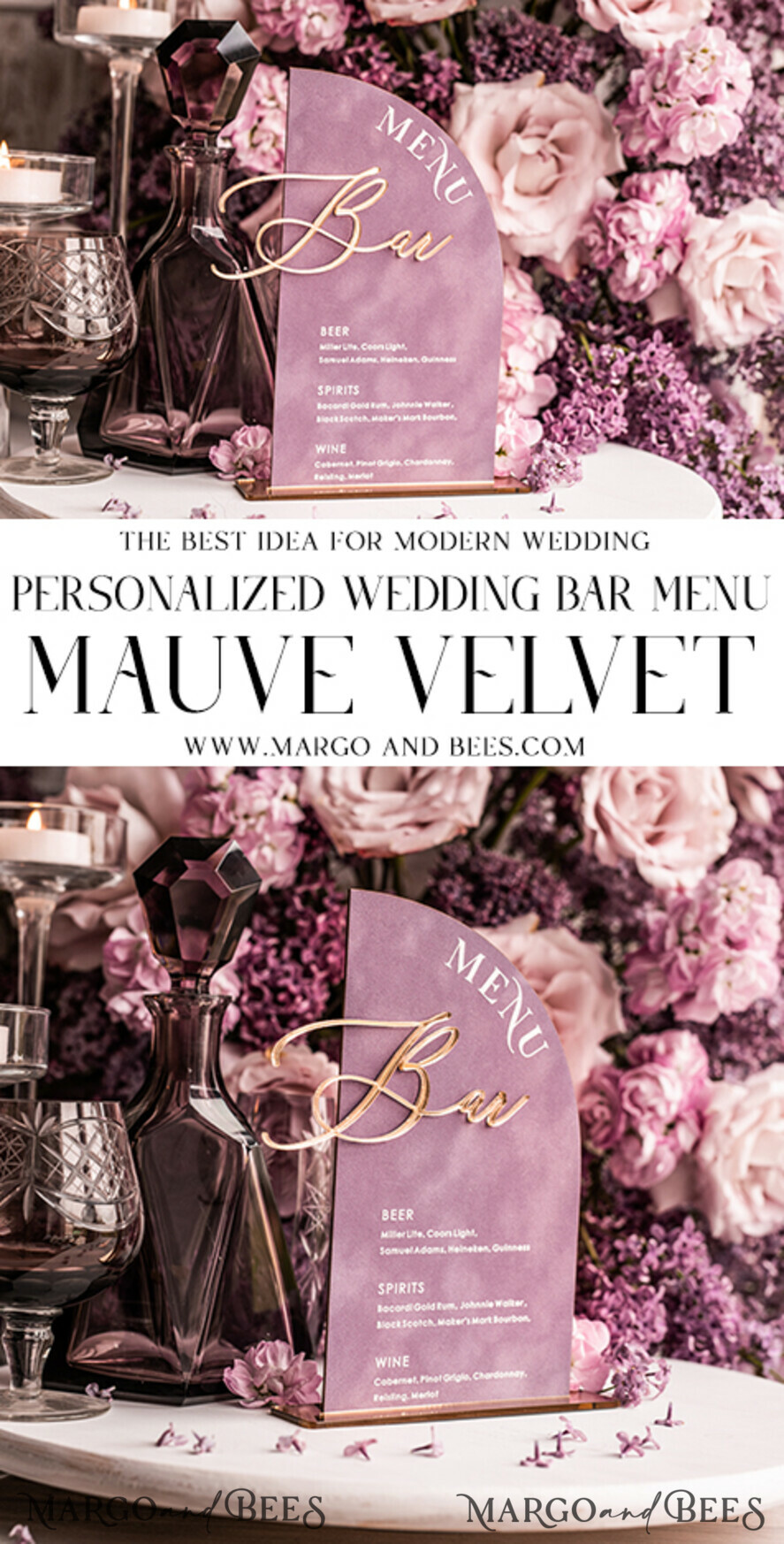 TABLE DECOR SIGNS Velvet table Numbers and Decor Acrylic Arch Bar Menu, gold Plexi Mauve Velvet Drink Bar Menu Sign with Stand, Dusty Rose Table Bar Menu, half Arched Wedding Table Decor, Purple drink Bar Menu