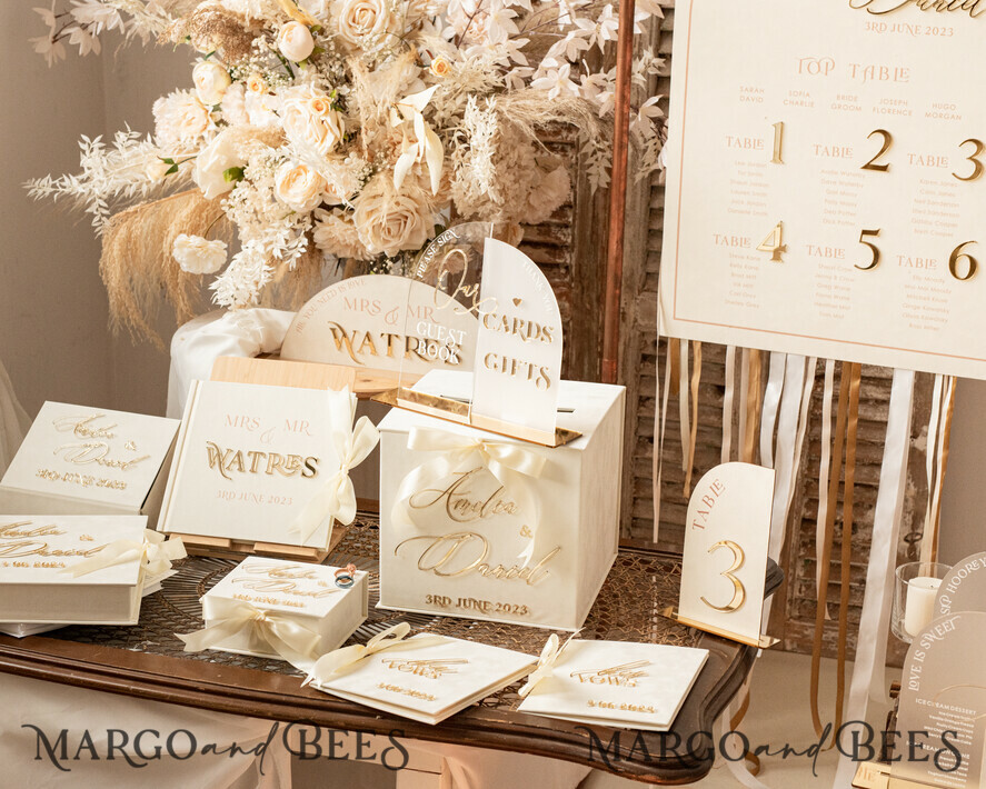 TISCHDEKORATIONSCHILDER Samt Tischnummern und Dekoration Acrylbogen Dessertmenü, Elfenbein gefrorenes Acryl Gold Candy Bar Schild, Gold Plexi Tisch Dessertmenü Kombi Luxus Hochzeits Tisch Dekor, Hochzeitsbeschilderung Gold.