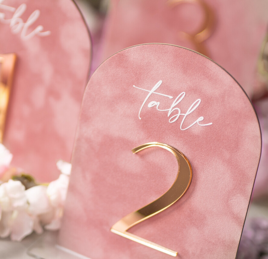 TABLE NUMBERS/ MENU/BAR MENU Velvet table Numbers and Decor Arch Table Number, Luxury Blush Pink Velvet Arched Table numbers with acrylic stand, blush pink and Gold Wedding Table Decor, 3D Golden Letters, Wedding signage