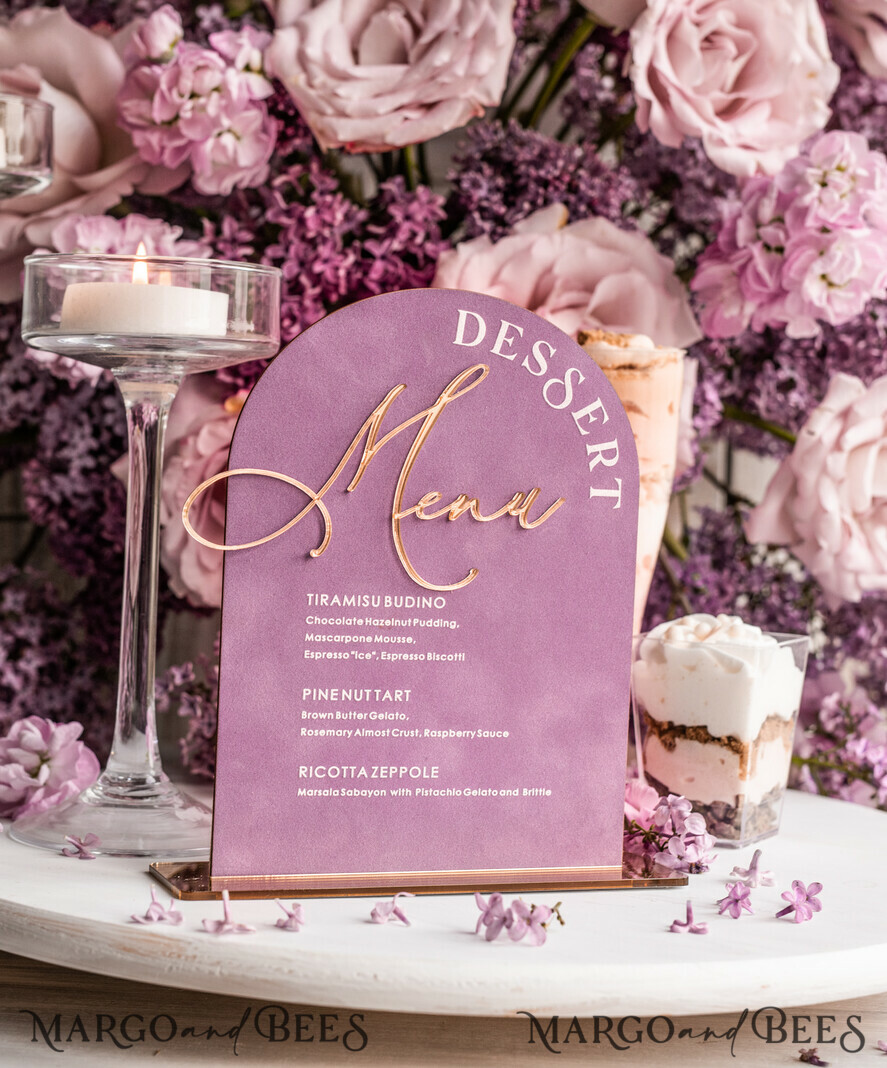 TABLE DECOR SIGNS Velvet table Numbers and Decor Mauve Velvet Arch dessert menu, Dusty Rose Candy Sign, Gold Plexi Table Arch wedding dessert menu, Luxury Wedding Table Decor, MvS
