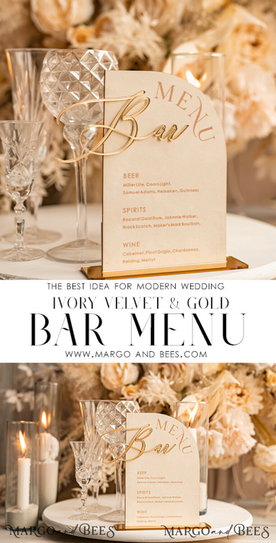 TABLE DECOR SIGNS Velvet table Numbers and Decor Acrylic Arch Bar Menu, gold Plexi Ivory Velvet Drink Bar Menu Sign with Stand, Beige Plexi Table Bar Menu Luxury Wedding Table Decor, Wedding Signage Ecru drink Bar Menu