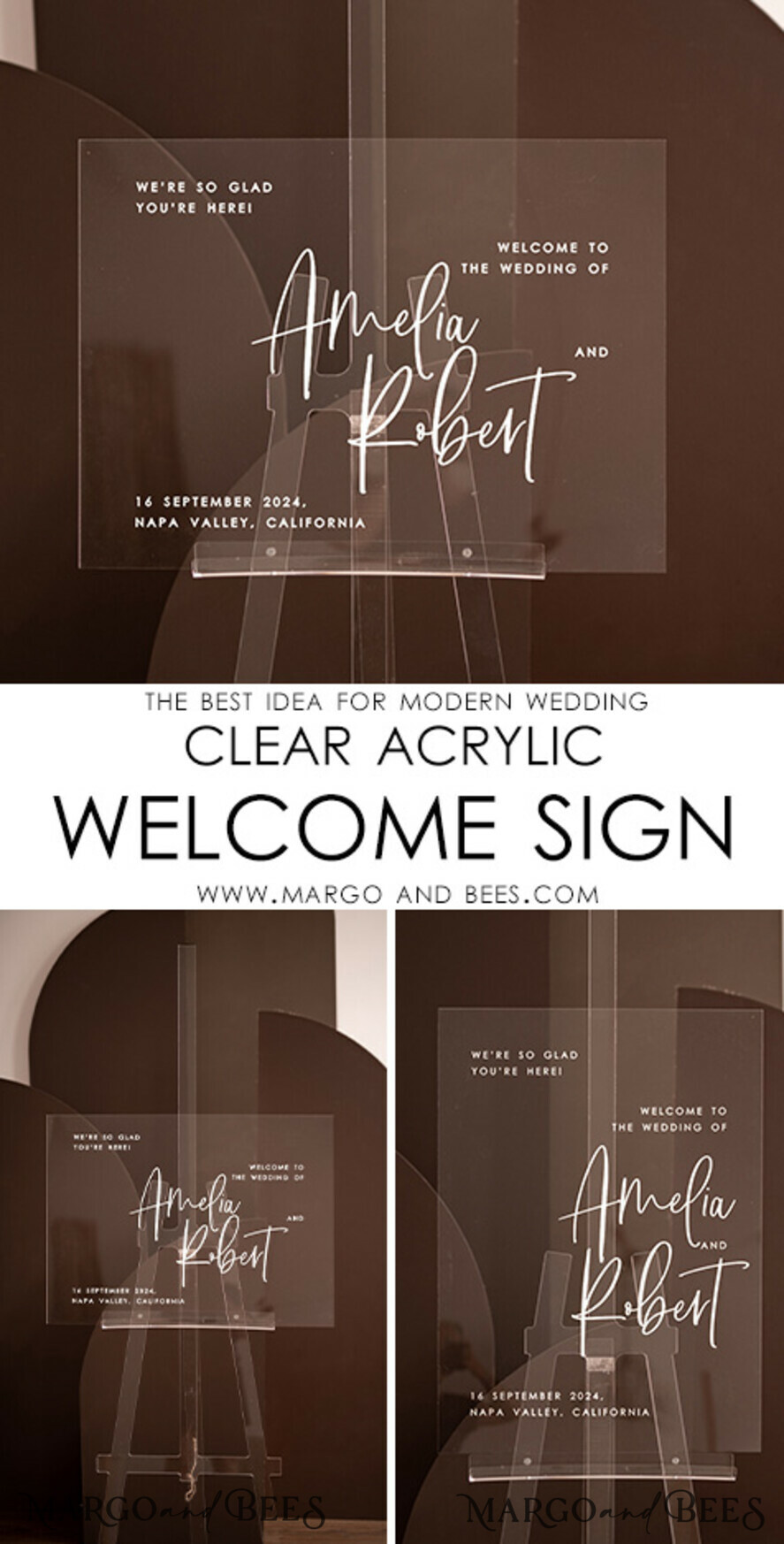 TISCHPLÄNE UND WILLKOMMENSCHILDER FÜR HOCHZEITEN klarer Acryl Moderne klare Acryl-Hochzeitswillkommensschild, transparentes Hochzeitsdekor, personalisiertes Hochzeitsschild, Hochzeitsboard, Willkommenshochzeitsboard