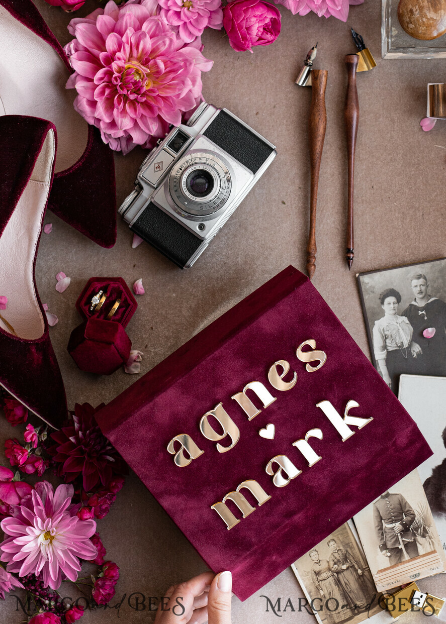 FOTOALBUM/ FOTOBOX Velvet Foto Box Fotografen Box Burgunder Samt Fotokiste, Kastanienbraune Fotografenbox, Marsala Gold Hochzeitsgedächtniskiste, Gold Spiegel maßgeschneiderte Andenkenschachtel, Fotografengeschenke für Kunden, Hochzeitsbilderverpackung, maßgeschneiderte Fotografie Kupferbox.