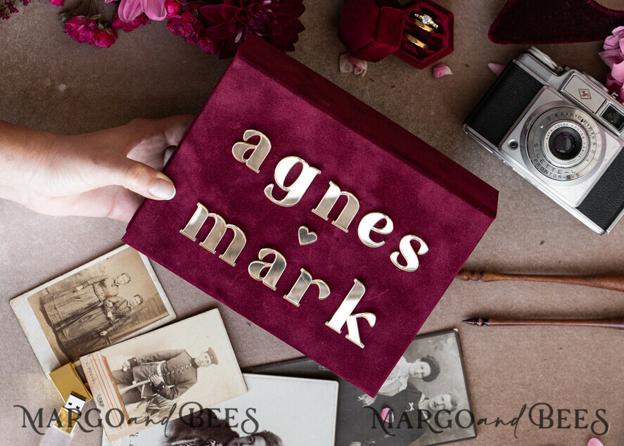 FOTOALBUM/ FOTOBOX Velvet Foto Box Fotografen Box Burgunder Samt Fotokiste, Kastanienbraune Fotografenbox, Marsala Gold Hochzeitsgedächtniskiste, Gold Spiegel maßgeschneiderte Andenkenschachtel, Fotografengeschenke für Kunden, Hochzeitsbilderverpackung, maßgeschneiderte Fotografie Kupferbox.