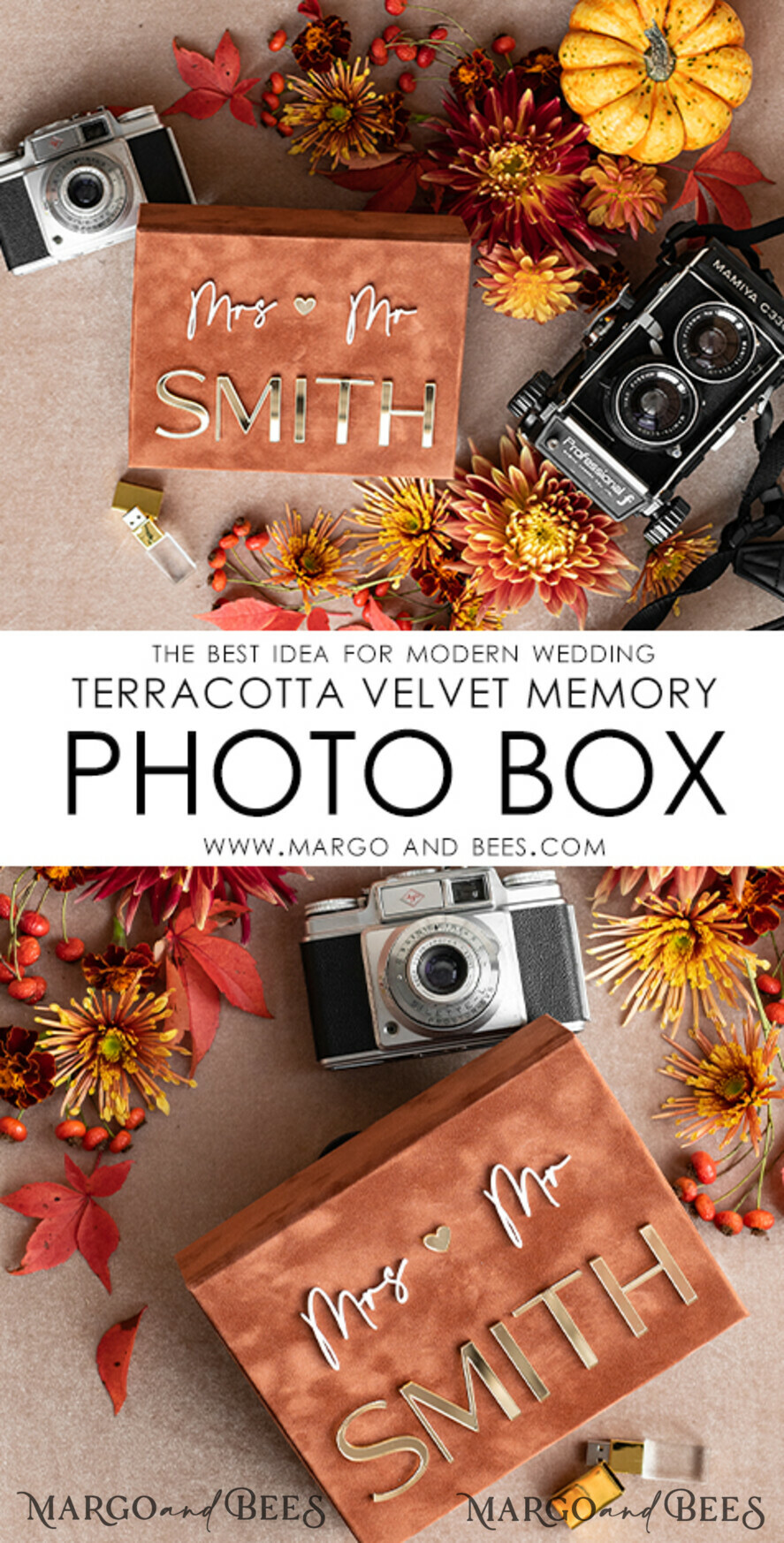 FOTOALBUM/ FOTOBOX Velvet Foto Box Fotografen Box Terrakotta Samt Foto Box Fotografen Box Hochzeitsgedächtnis Box, verbranntes Orange benutzerdefinierte Andenken Box, Rost Fotograf Geschenke für Kunden, Hochzeitsbilder Verpackung, benutzerdefinierte Fotografie Kupfer Box