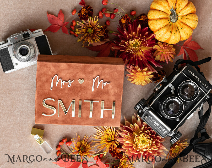 FOTOALBUM/ FOTOBOX Velvet Foto Box Fotografen Box Terrakotta Samt Foto Box Fotografen Box Hochzeitsgedächtnis Box, verbranntes Orange benutzerdefinierte Andenken Box, Rost Fotograf Geschenke für Kunden, Hochzeitsbilder Verpackung, benutzerdefinierte Fotografie Kupfer Box