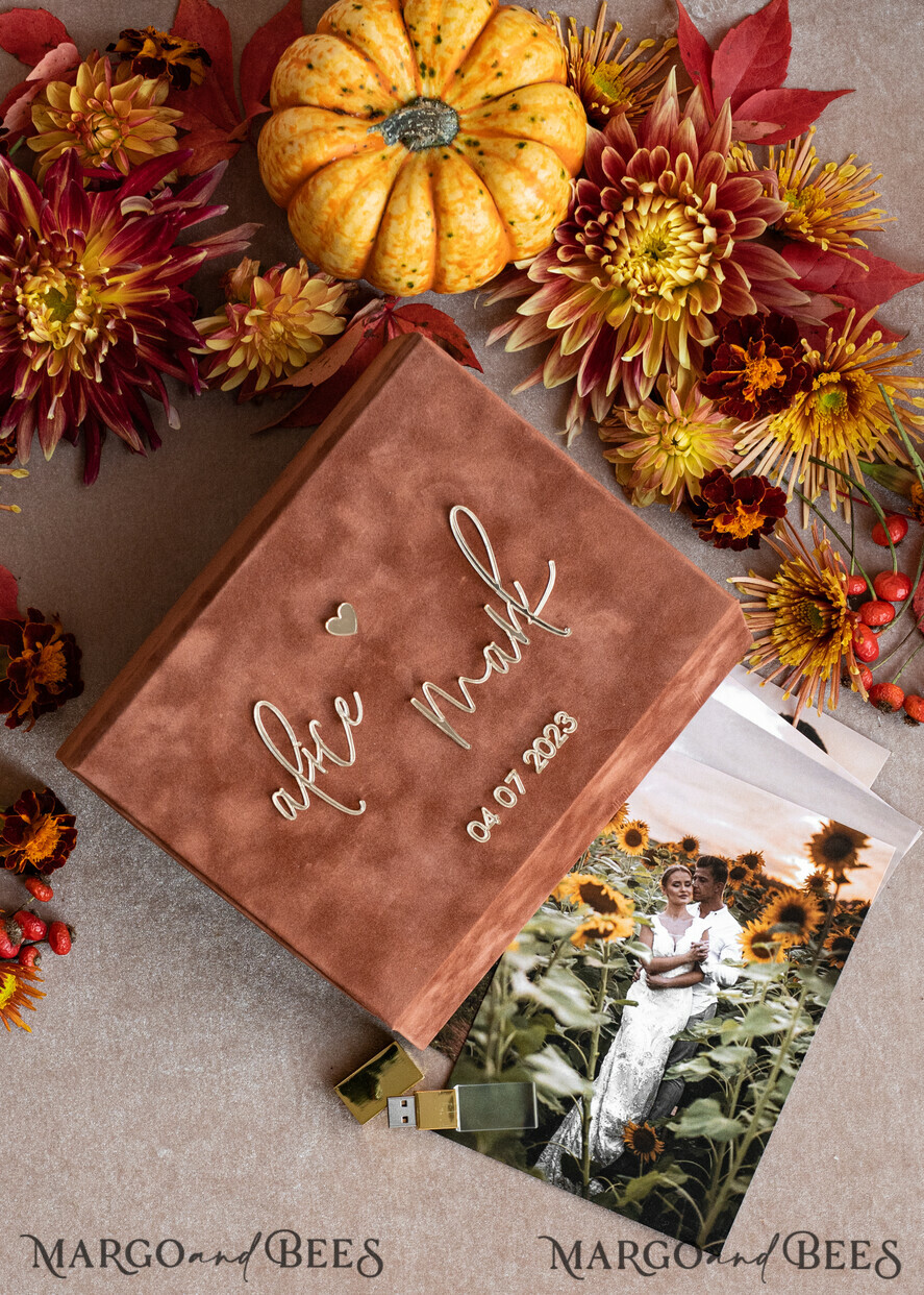 PHOTO ALBUM/ PHOTO BOX Velvet Photo Box Photographer Box Terracotta Velvet Photo Box Photographer Box Wedding Memory Box, Burnt Orange Custom Keepsake Box, Rust Photographer Gifts for Clients, Wedding Pictures packaging, Custom photography Copper box