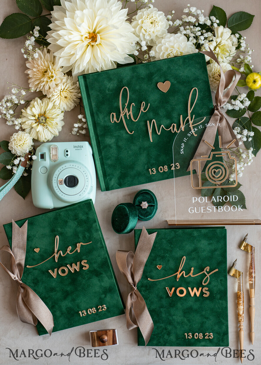 WEDDING GUEST BOOKS Bundle Gustbooks & Vows set Bundle Personalised Wedding Guest Book & Custom Made Wedding Vows set of two - Bundle guestbook and vows books