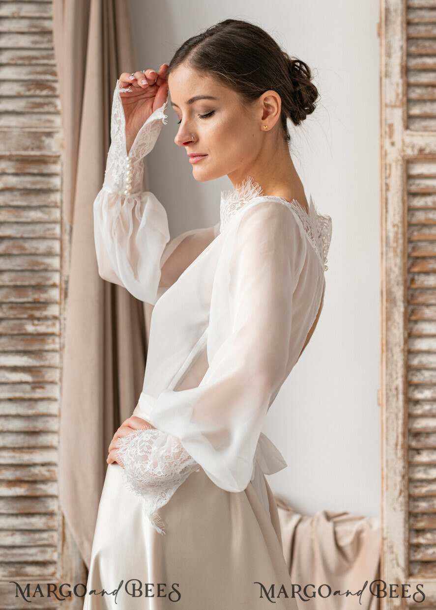 BRIDE bolero, robes, garter LACE WEDDING BOLERO Ivory Silk and Lace Wedding bolero long sleeve, Shrug Women Wedding, Bridal Backless Coverup, Ivory Blouse for Bride, Bridal Lace Blouse, dress capalet