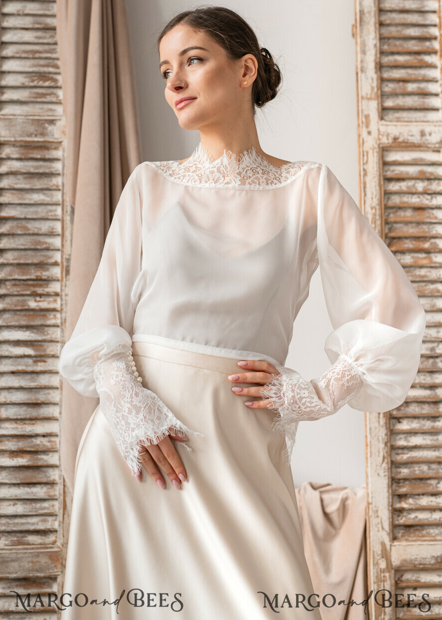 BRIDE bolero, robes, garter LACE WEDDING BOLERO Ivory Silk and Lace Wedding bolero long sleeve, Shrug Women Wedding, Bridal Backless Coverup, Ivory Blouse for Bride, Bridal Lace Blouse, dress capalet