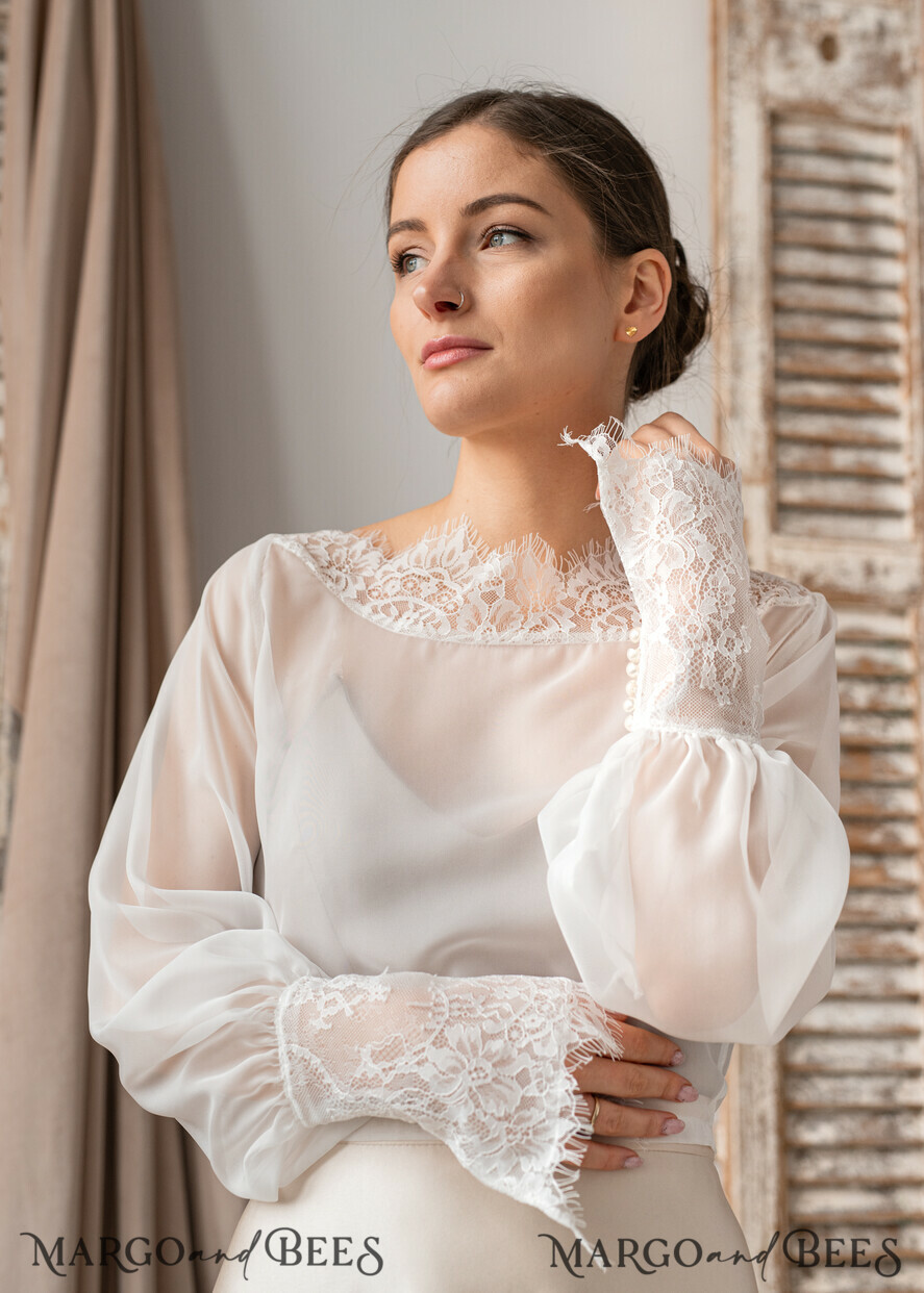 BRIDE bolero, robes, garter LACE WEDDING BOLERO Ivory Silk and Lace Wedding bolero long sleeve, Shrug Women Wedding, Bridal Backless Coverup, Ivory Blouse for Bride, Bridal Lace Blouse, dress capalet