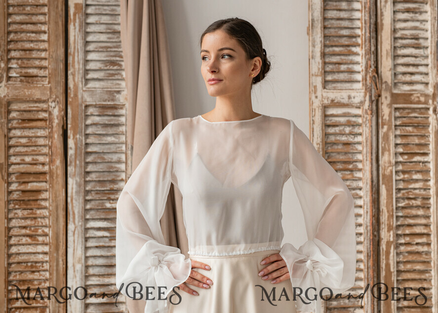 BRAUT Bolero, Kleider, Strumpfband SPITZEN HOCHZEITSBOLERO Elfenbein Seide und Spitze Hochzeitsbolero mit langen Ärmeln, Shrug Damen Hochzeitsjacke, Braut Rückenfreies Cover-up, Elfenbein Bluse für die Braut, Braut Spitze Bluse, Kleid Capelet