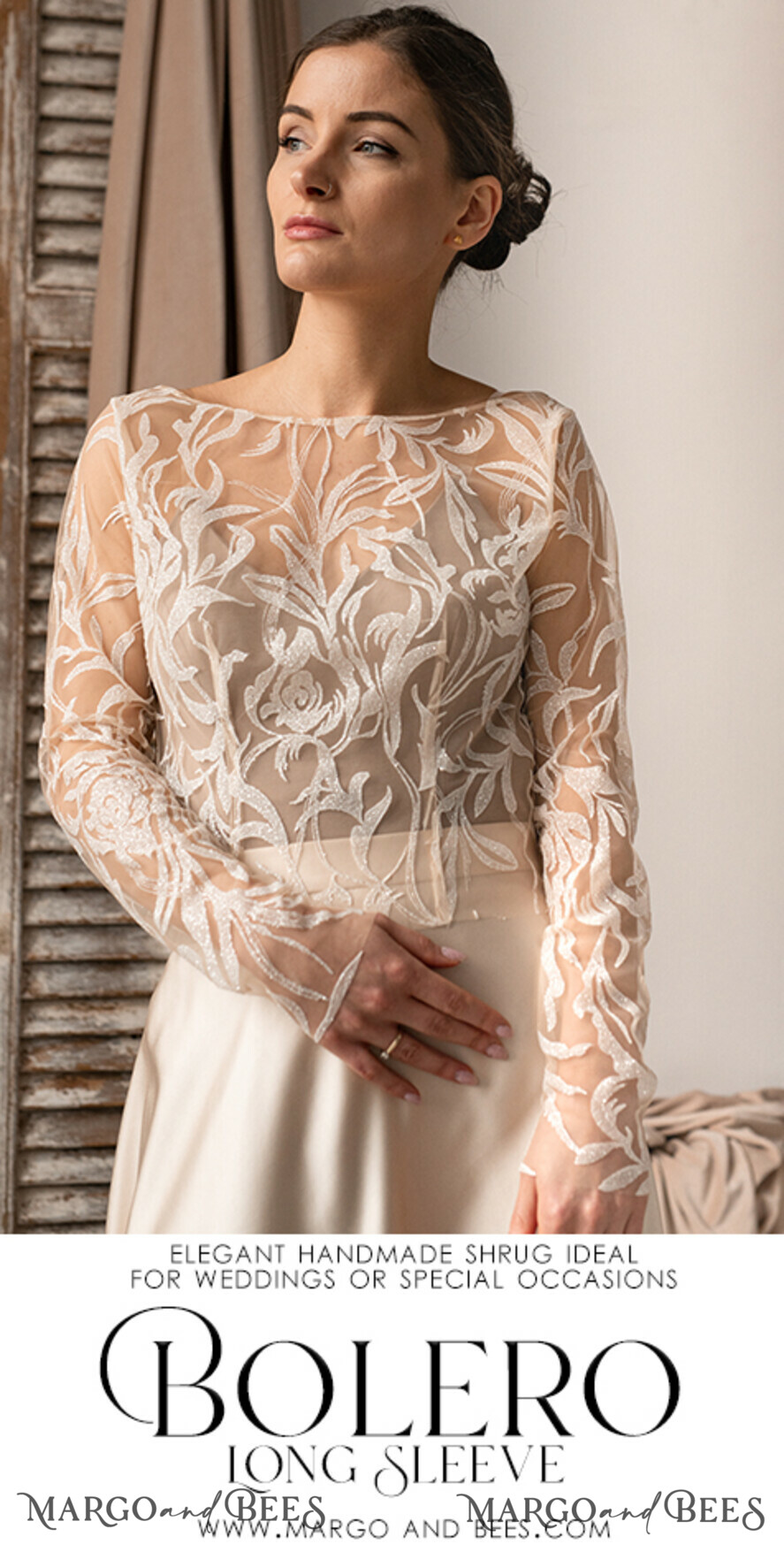 BRAUT Bolero, Kleider, Strumpfband SPITZEN HOCHZEITSBOLERO Elfenbein Spitzen Hochzeitsbolero mit Puffärmeln, Shrug Frauen Hochzeit, Braut Rückenfreies Coverup, Elfenbein Bluse für die Braut, Braut Spitzenbluse, Kleid Capelet