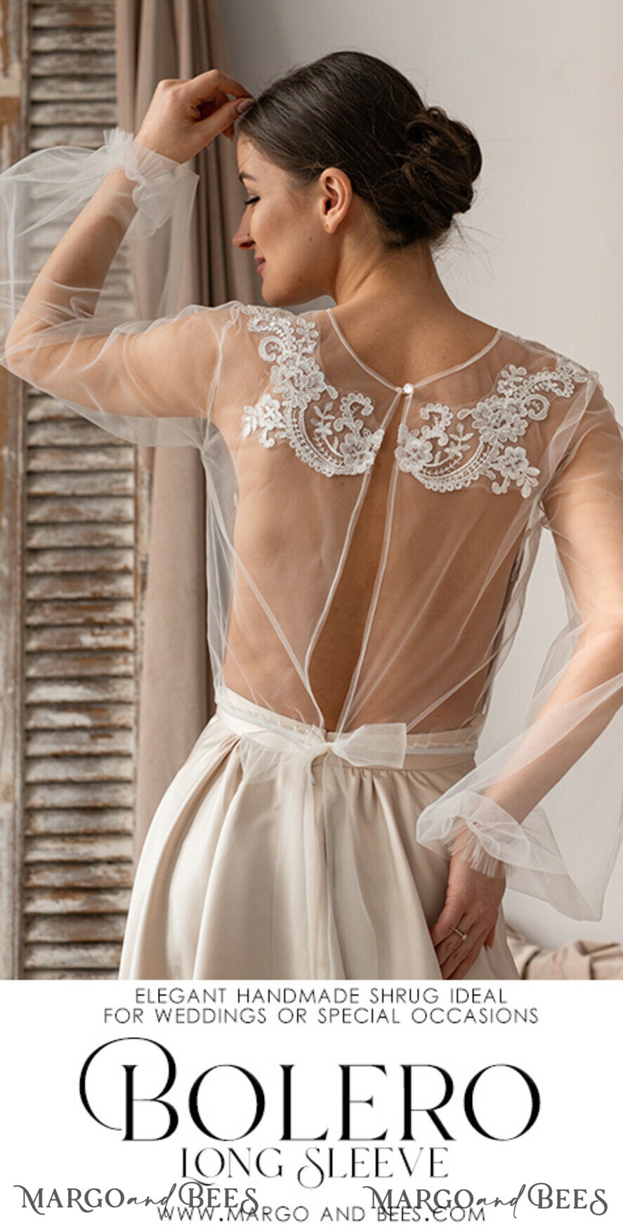 BRIDE bolero, robes, garter LACE WEDDING BOLERO Ivory Lace Wedding bolero long sleeve, Shrug Women Wedding, Bridal Backless Coverup, Ivory Blouse for Bride, Bridal Lace Blouse, dress capalet