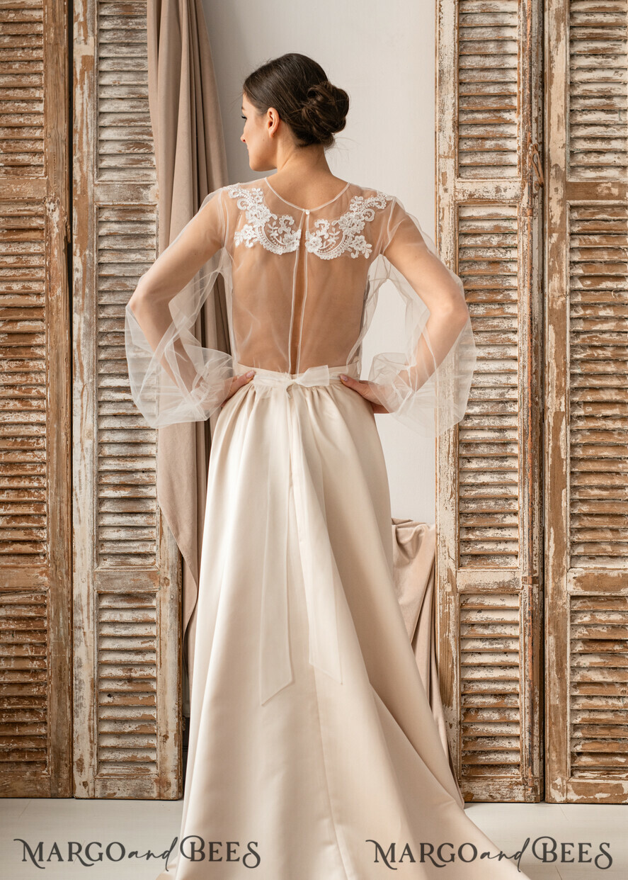 BRIDE bolero, robes, garter LACE WEDDING BOLERO Ivory Lace Wedding bolero long sleeve, Shrug Women Wedding, Bridal Backless Coverup, Ivory Blouse for Bride, Bridal Lace Blouse, dress capalet
