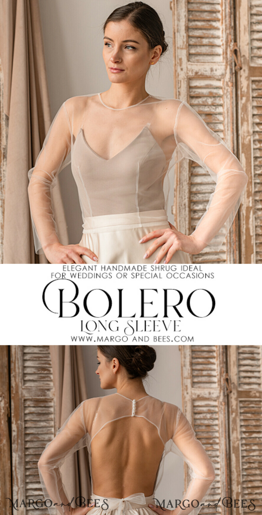BRAUT Bolero, Kleider, Strumpfband SPITZEN HOCHZEITSBOLERO Elfenbein Tüll Hochzeitsbolero mit langen Ärmeln, Shrug Frauen Hochzeit, Braut Coverup, Elfenbein Bluse für die Braut, Braut Tüll Bluse, Kleid Capelet