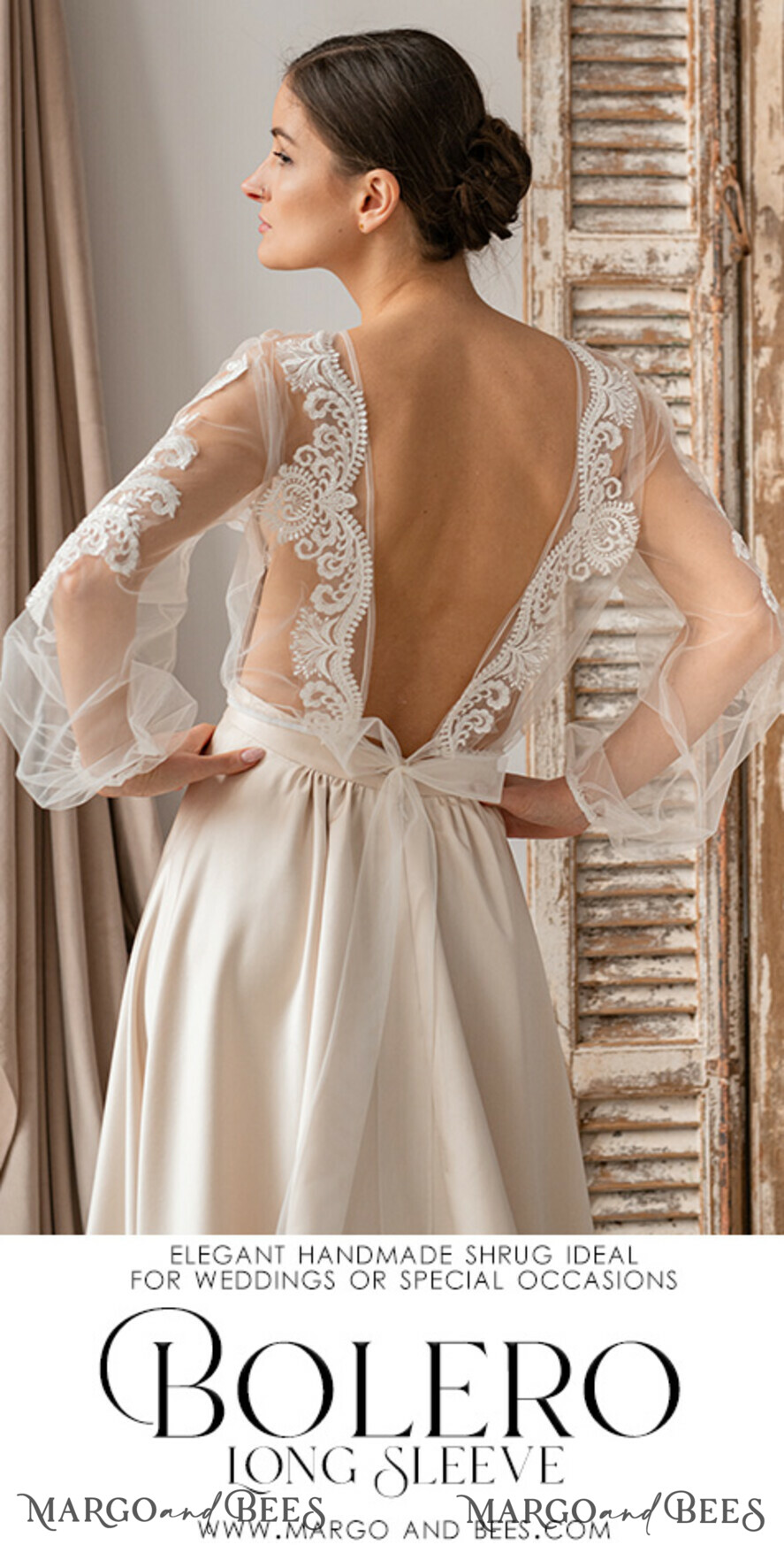 BRAUT Bolero, Kleider, Strumpfband SPITZEN HOCHZEITSBOLERO Elfenbein Spitze Hochzeit Bolero Puffärmel, Shrug Damen Hochzeit, Braut Rückenausschnitt Coverup, Elfenbein Bluse für die Braut, Braut Spitze Bluse, Kleid Capelet