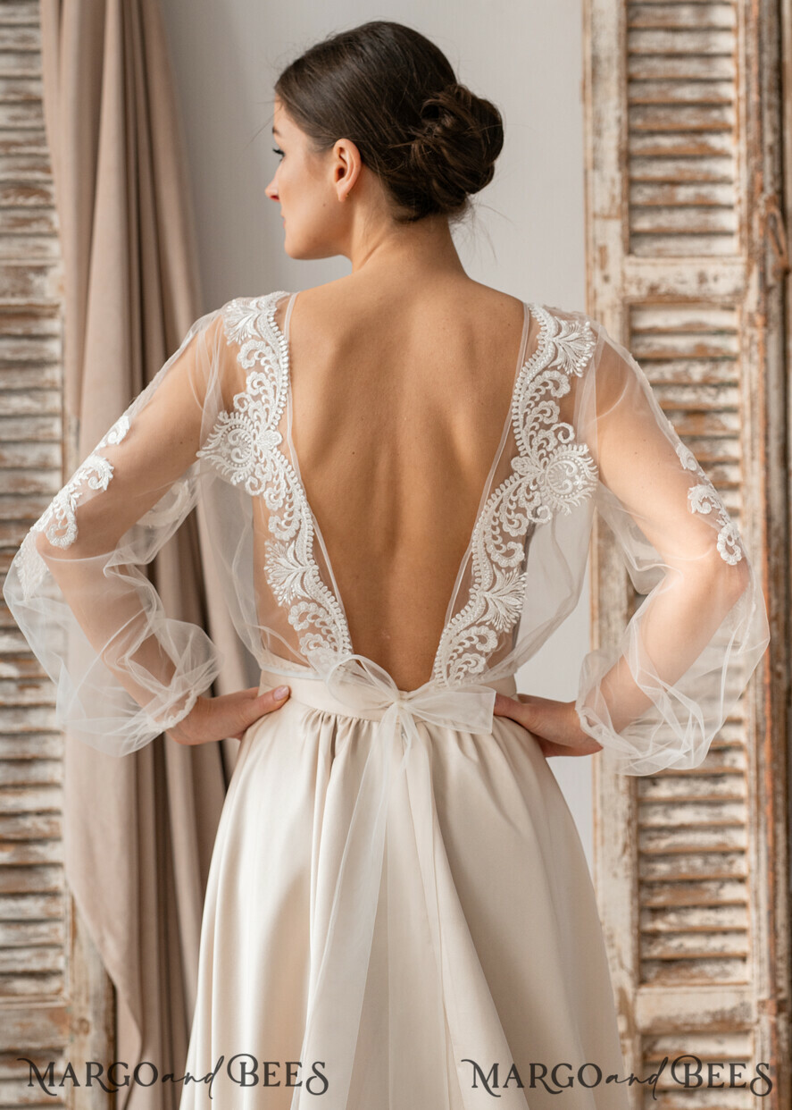 BRAUT Bolero, Kleider, Strumpfband SPITZEN HOCHZEITSBOLERO Elfenbein Spitze Hochzeit Bolero Puffärmel, Shrug Damen Hochzeit, Braut Rückenausschnitt Coverup, Elfenbein Bluse für die Braut, Braut Spitze Bluse, Kleid Capelet