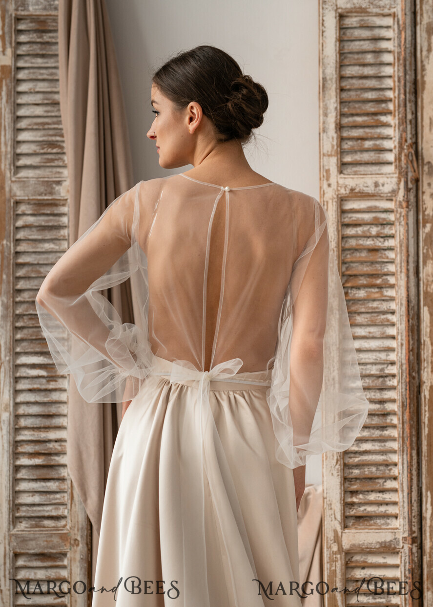 BRIDE bolero, robes, garter LACE WEDDING BOLERO Ivory Lace Wedding bolero long sleeve, Shrug Women Wedding, Bridal Backless Coverup, Ivory Blouse for Bride, Bridal Lace Blouse, dress capalet