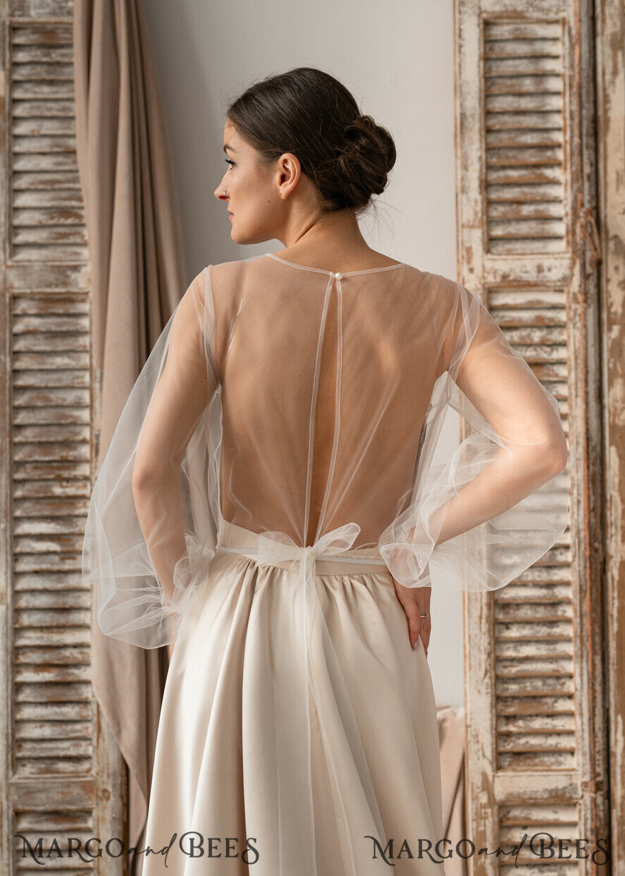 BRIDE bolero, robes, garter LACE WEDDING BOLERO Ivory Lace Wedding bolero long sleeve, Shrug Women Wedding, Bridal Backless Coverup, Ivory Blouse for Bride, Bridal Lace Blouse, dress capalet