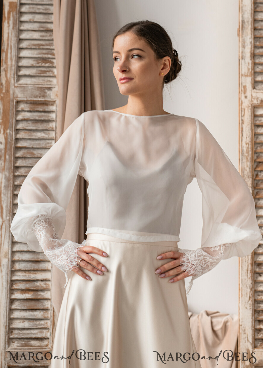 BRAUT Bolero, Kleider, Strumpfband SPITZEN HOCHZEITSBOLERO Elfenbein Seiden- und Spitzen-Hochzeitsbolero mit langen Ärmeln, Schulterstück für Frauenhochzeiten, Braut Rückenfreies Coverup, Elfenbein Bluse für die Braut, Braut Spitzenbluse, Kleid Capalet