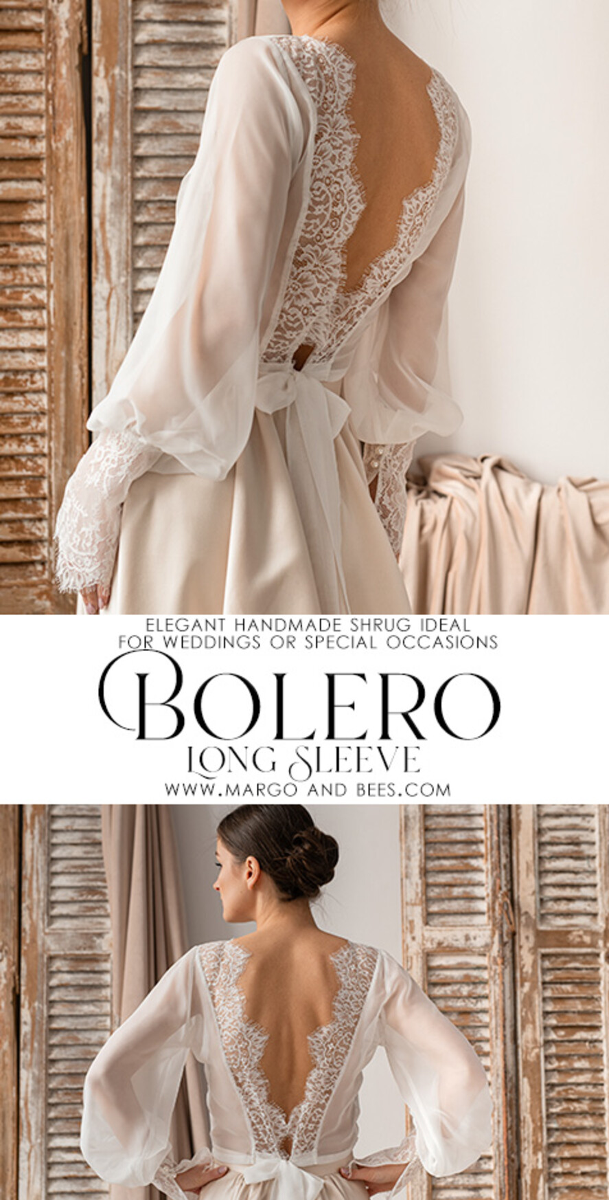 BRAUT Bolero, Kleider, Strumpfband SPITZEN HOCHZEITSBOLERO Elfenbein Seiden- und Spitzen-Hochzeitsbolero mit langen Ärmeln, Schulterstück für Frauenhochzeiten, Braut Rückenfreies Coverup, Elfenbein Bluse für die Braut, Braut Spitzenbluse, Kleid Capalet