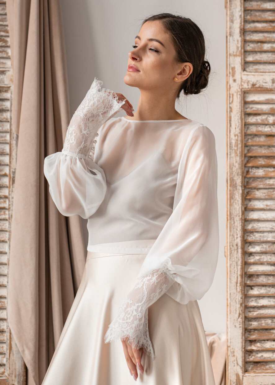 BRAUT Bolero, Kleider, Strumpfband SPITZEN HOCHZEITSBOLERO Elfenbein Seiden- und Spitzen-Hochzeitsbolero mit langen Ärmeln, Schulterstück für Frauenhochzeiten, Braut Rückenfreies Coverup, Elfenbein Bluse für die Braut, Braut Spitzenbluse, Kleid Capalet