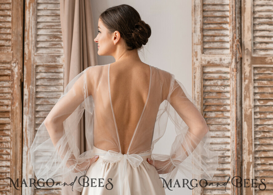 BRAUT Bolero, Kleider, Strumpfband SPITZEN HOCHZEITSBOLERO Elfenbein Spitze Hochzeitsbolero Puffärmel, Shrug Frauen Hochzeit, Braut Rückenausschnitt Coverup, Elfenbein Bluse für die Braut, Braut Spitze Bluse, Kleid Capalet