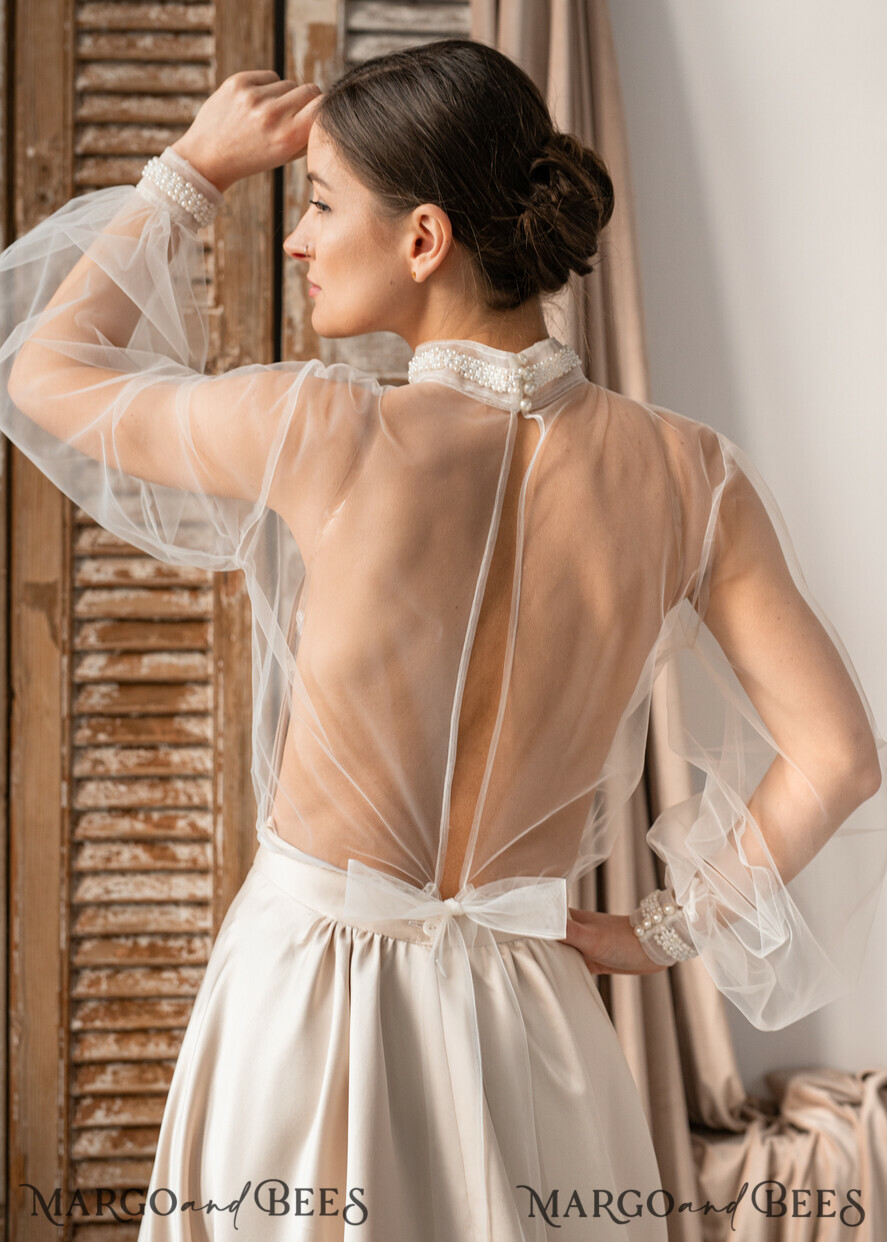 BRIDE bolero, robes, garter LACE WEDDING BOLERO Ivory tulle Wedding bolero puff sleeve, Shrug Women Wedding, Bridal Coverup, Ivory Blouse for Bride, Bridal Tulle Blouse, dress capalet