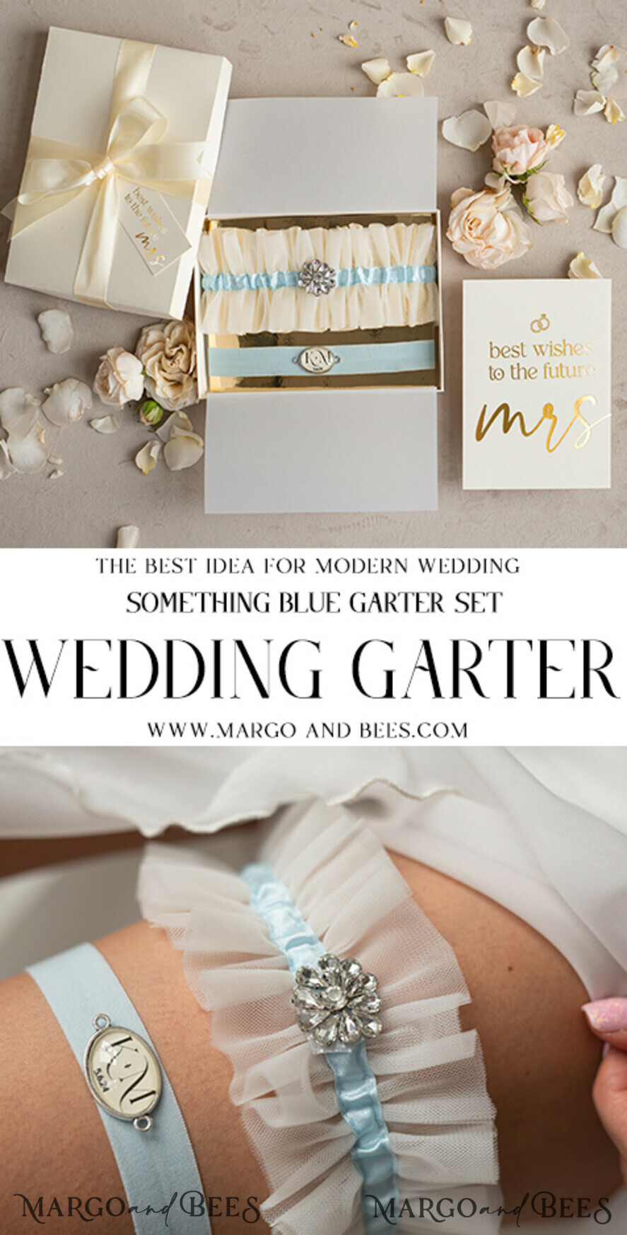 BRIDE bolero, robes, garter GARTER FOR BRIDE Set of Two gartes, personalised wedding garter in box, something blue tulle garter & personalised toss set, garter for bride, bridal shower gift for bride, ivory tulle garter set, gift for bride, toss garter