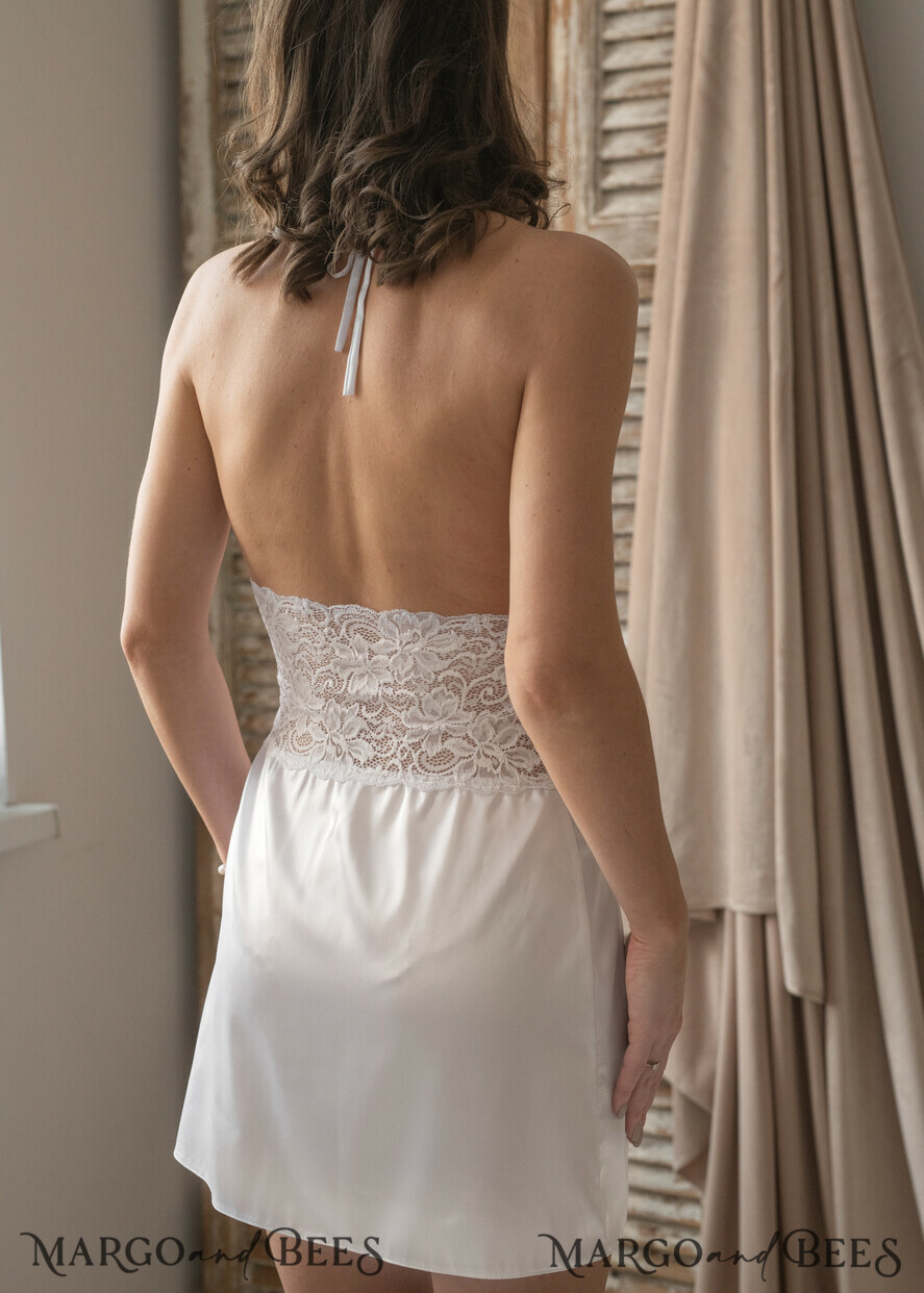 BRIDE bolero, robes, garter NIGHTGOWN / SLIP White Lace nightgown Silk satin for Bride, Bridal Slip, Honeymoon lingerie, Bridal lingerie Bride nightgown
