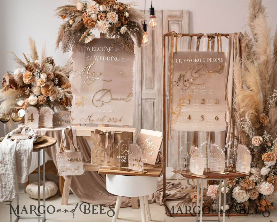 TABLE DECOR SIGNS Guestbook & Cards Gifts Signs Transparent Acrylic Cards & gifts Sign, Half Arch Beige Ombre Acrylic And Gold Sign, Nude Gold Plexi Sign, Taupe Luxury Wedding Table Decor, Wedding Signage Golden Mirror Cards Sign with stand