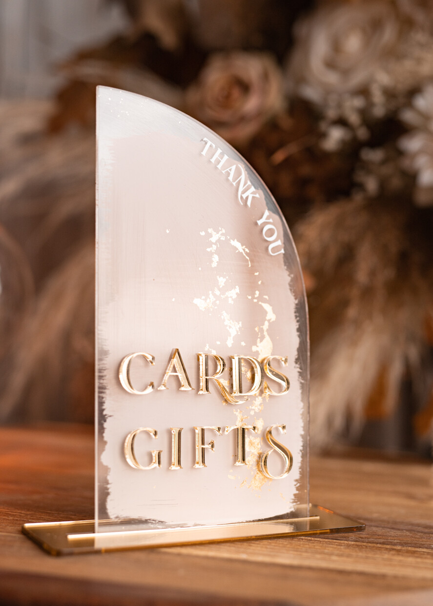 TABLE DECOR SIGNS Guestbook & Cards Gifts Signs Transparent Acrylic Cards & gifts Sign, Half Arch Beige Ombre Acrylic And Gold Sign, Nude Gold Plexi Sign, Taupe Luxury Wedding Table Decor, Wedding Signage Golden Mirror Cards Sign with stand