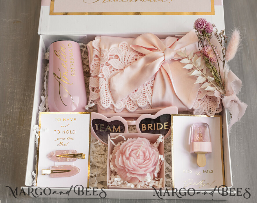 BRIDESMAID/BEST MAN BOX bridesmaid proposal box Personalized Bridesmaid Proposal Box with Robe, Complete Maid of Honour Box, Blush Will You Be My Bridesmaid box set