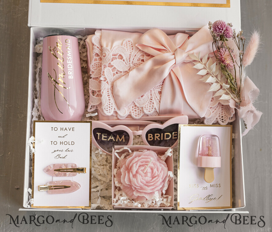 BRIDESMAID/BEST MAN BOX bridesmaid proposal box Personalized Bridesmaid Proposal Box with Robe, Complete Maid of Honour Box, Blush Will You Be My Bridesmaid box set