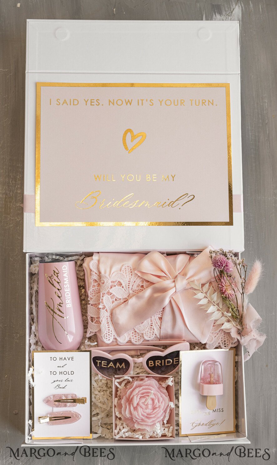 BRIDESMAID/BEST MAN BOX bridesmaid proposal box Personalized Bridesmaid Proposal Box with Robe, Complete Maid of Honour Box, Blush Will You Be My Bridesmaid box set