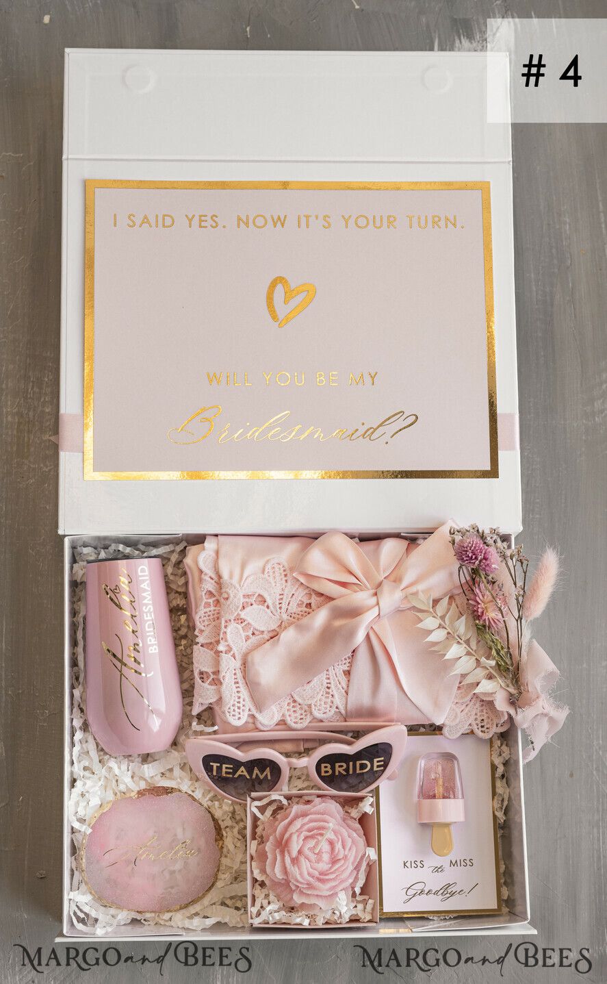 Brautjungfer/Trauzeuge Box Brautjungfern Vorschlagsbox Personalisierte Brautjungfern-Proposal-Box mit Robe, Komplettes Trauzeugin-Set, Blush Will You Be My Bridesmaid Box Set