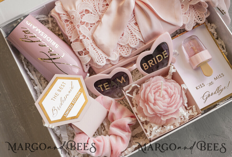 Brautjungfer/Trauzeuge Box Brautjungfern Vorschlagsbox Personalisierte Brautjungfern-Proposal-Box mit Robe, Komplettes Trauzeugin-Set, Blush Will You Be My Bridesmaid Box Set