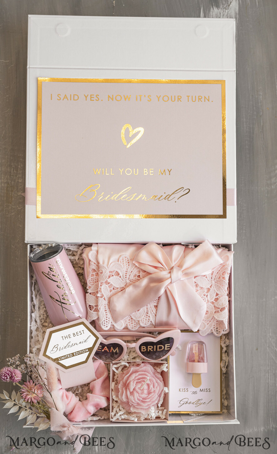 Brautjungfer/Trauzeuge Box Brautjungfern Vorschlagsbox Personalisierte Brautjungfern-Proposal-Box mit Robe, Komplettes Trauzeugin-Set, Blush Will You Be My Bridesmaid Box Set